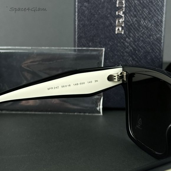 Prada Women Sunglasses Black Grey Square Oversized PR24ZS 1AB5S0 NEW AUTHENTIC main image 5